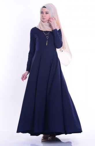 Bislife Asymmetric Dress 4055-15 Navy Blue 4055-15