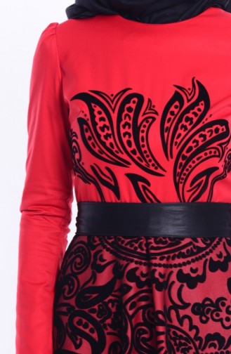 Rot Hijab-Abendkleider 1081-05