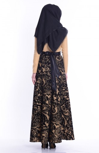 Gold Hijab Evening Dress 1081-06