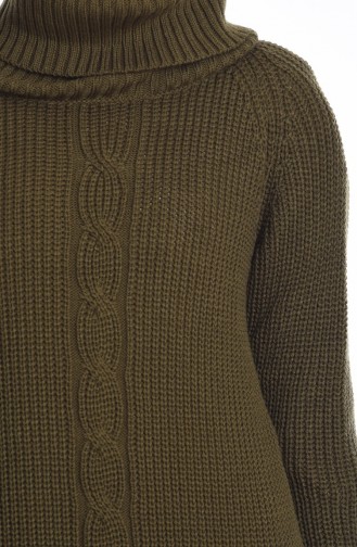 Pull Tricot à Col Roulé 3872-01 Vert Khaki 3872-01