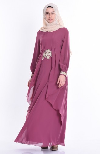 Dusty Rose Hijab Evening Dress 52546-02