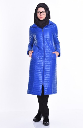 معطف بتصميم من السحاب باللون الأزرق 5004-01