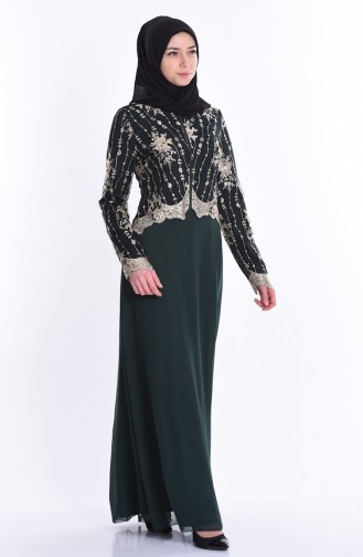 فستان أخضر حشيشي 52549-03