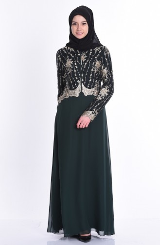Grün Hijab Kleider 52549-03
