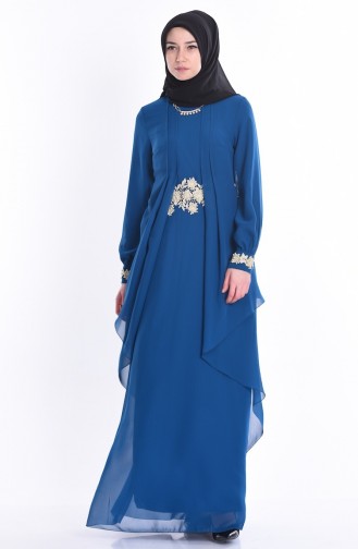 Petroleum Hijab-Abendkleider 52546-05