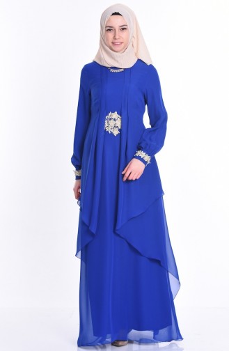 Saxe Hijab Evening Dress 52546-07