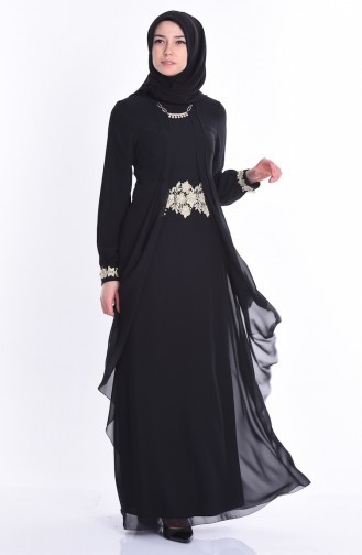 Black Hijab Evening Dress 52546-06
