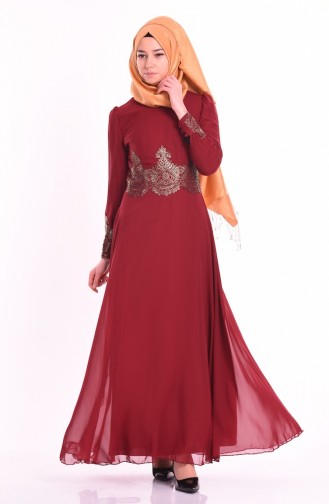 Claret Red Hijab Dress 1708-03