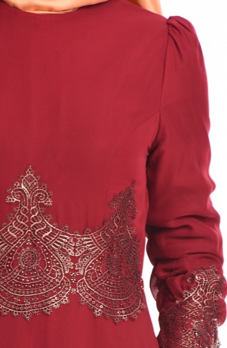 Claret Red Hijab Dress 1708-03