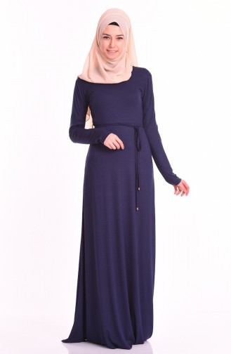 Navy Blue Hijab Dress 0751-08