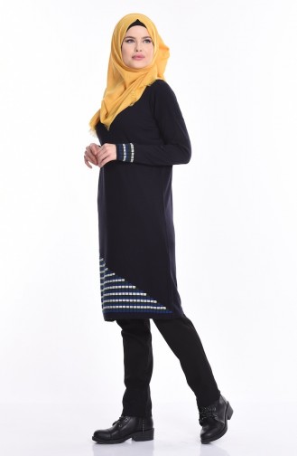 Desenli Triko Kazak 1715-01 Lacivert