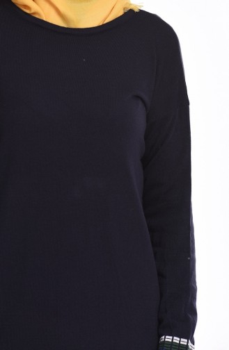 Desenli Triko Kazak 1715-01 Lacivert