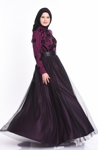 Purple Hijab Evening Dress 1089-02