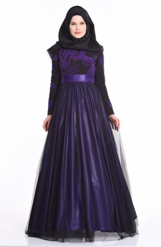 Black Hijab Evening Dress 1089A-02