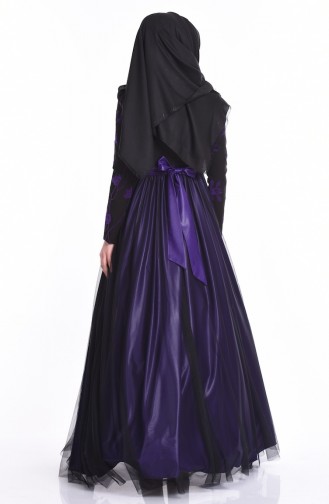 Black Hijab Evening Dress 1089A-02