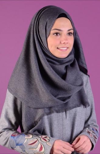 Düz Kışlık Şal 90052-09 Gri