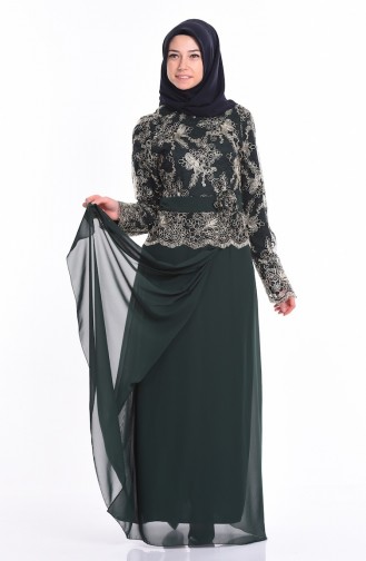 Grün Hijab Kleider 52554-02