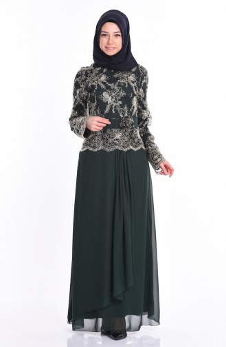 Grün Hijab Kleider 52554-02