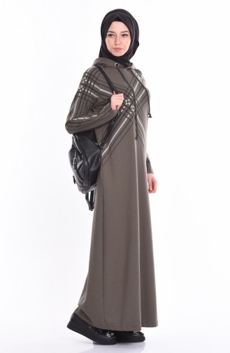 Khaki Hijab Dress 1271-06