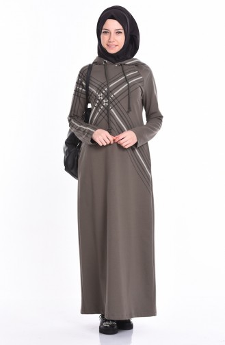 Khaki Hijab Kleider 1271-06
