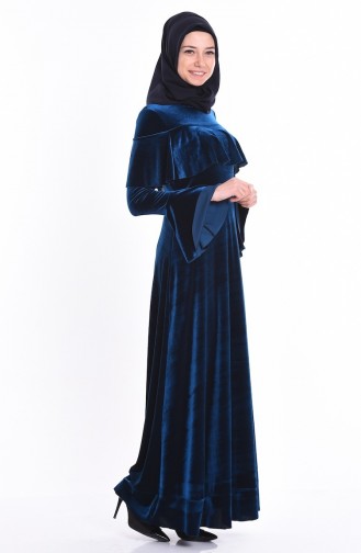 Petrol Hijab Dress 4008-07