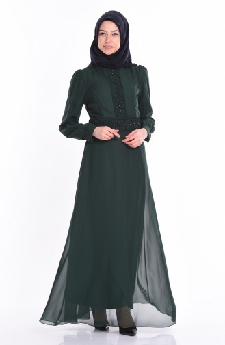Green Hijab Dress 1707-01