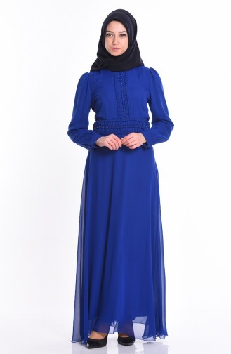 Saks-Blau Hijab Kleider 1707-03