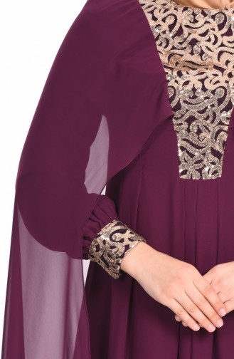 Plum Hijab Evening Dress 52551-02
