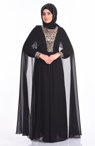 Black Hijab Evening Dress 52551-01
