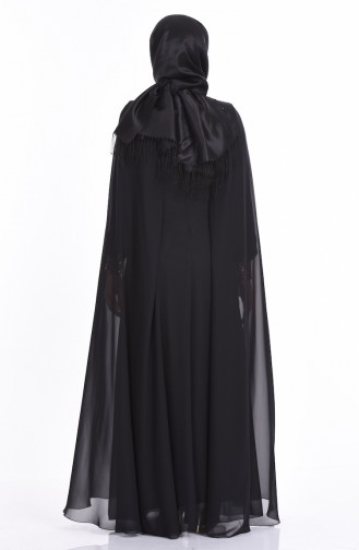 فساتين سهرة بتصميم اسلامي أسود 52551-01