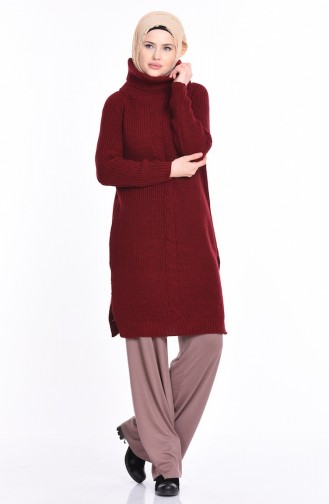 Balıkçı Yaka Triko Kazak 3872-07 Bordo