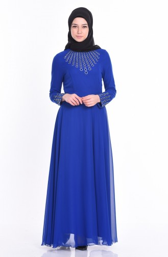 Saks-Blau Hijab Kleider 1715-08