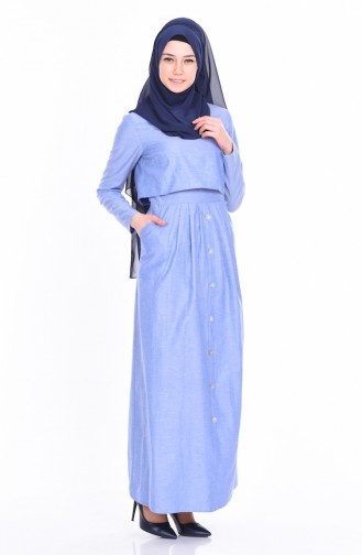 Hellblau Hijab Kleider 4059-08