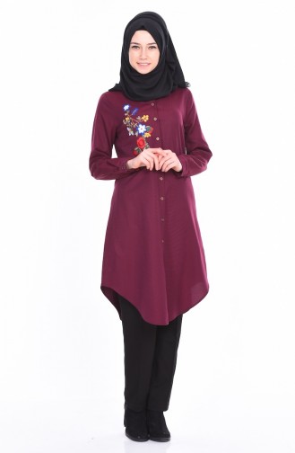 Nakışlı Tunik 6224-01 Mürdüm 6224-01