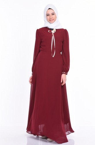 Claret Red Hijab Dress 4101-08
