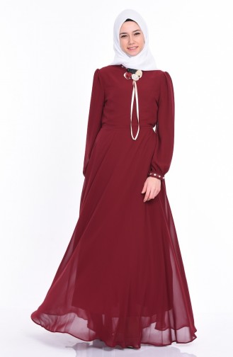 Weinrot Hijab Kleider 4101-08