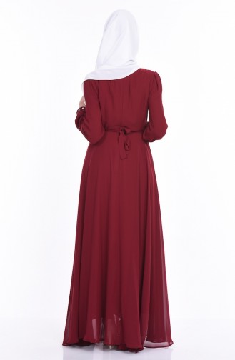 Claret Red Hijab Dress 4101-08