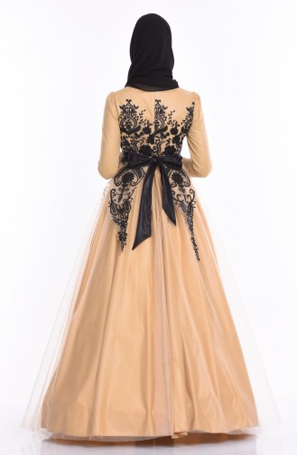 Gold Hijab Evening Dress 1091-02