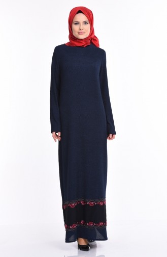 Navy Blue Hijab Dress 9095-03
