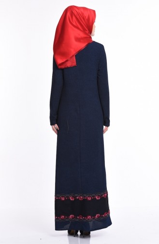Dunkelblau Hijab Kleider 9095-03