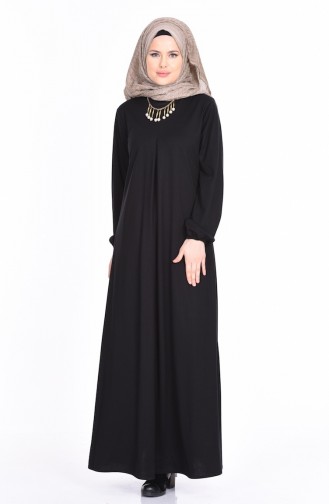 Schwarz Hijab Kleider 4068-04