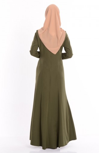 Taş Baskılı Elbise 1722-01 Haki Yeşil