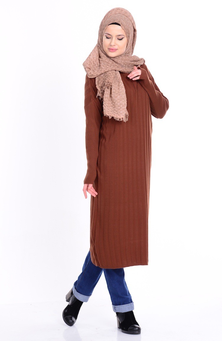 Triko Uzun Kazak 3874-03 Kahverengi
