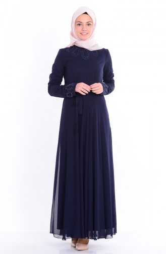 Navy Blue Hijab Dress 1749-01