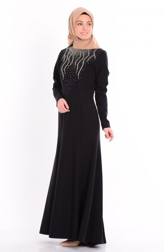Schwarz Hijab Kleider 1722-04