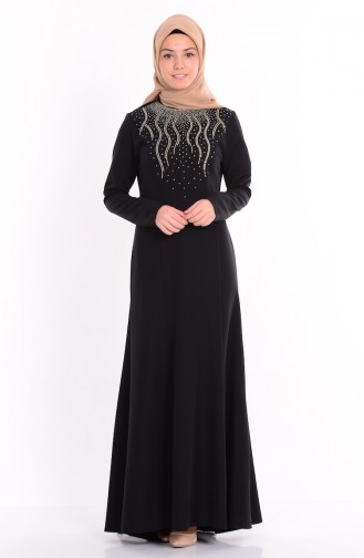 Schwarz Hijab Kleider 1722-04