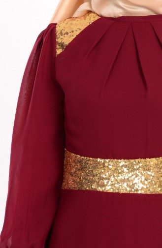 Dark Claret Red Hijab Evening Dress 2428-13