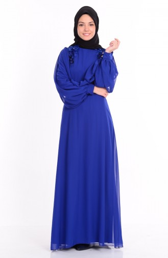 Saxe Hijab Evening Dress 52553-02