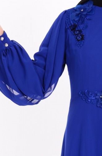 Saks-Blau Hijab-Abendkleider 52553-02