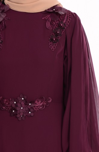 Plum Hijab Evening Dress 52553-03